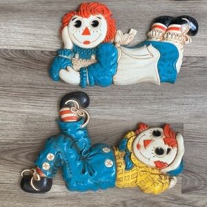 Vintage Raggedy Ann & Andy Wall Hangings Bob Merrill Plaque 1977 Dart Inc 70s